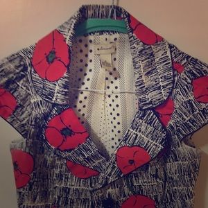 Anthropologie poppy print short sleeve blazer